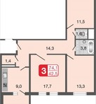 Купить 3-комнатную квартиру, фото 2, объявление №26881